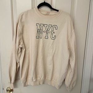 Urban Outfitters Women’s Medium Crew Neck Cream Color (Words: Brooklyn NYC)